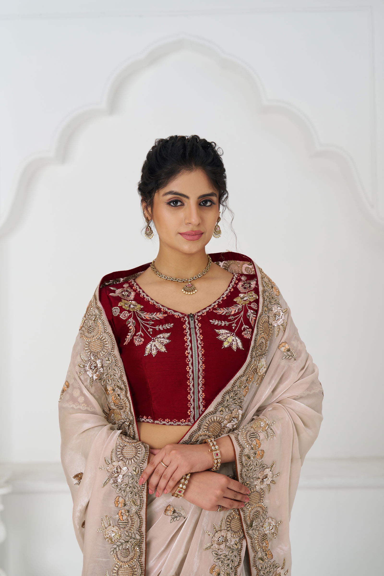 Kf 113 Chiku Pure Fendi Silk Saree Wholesale Online
